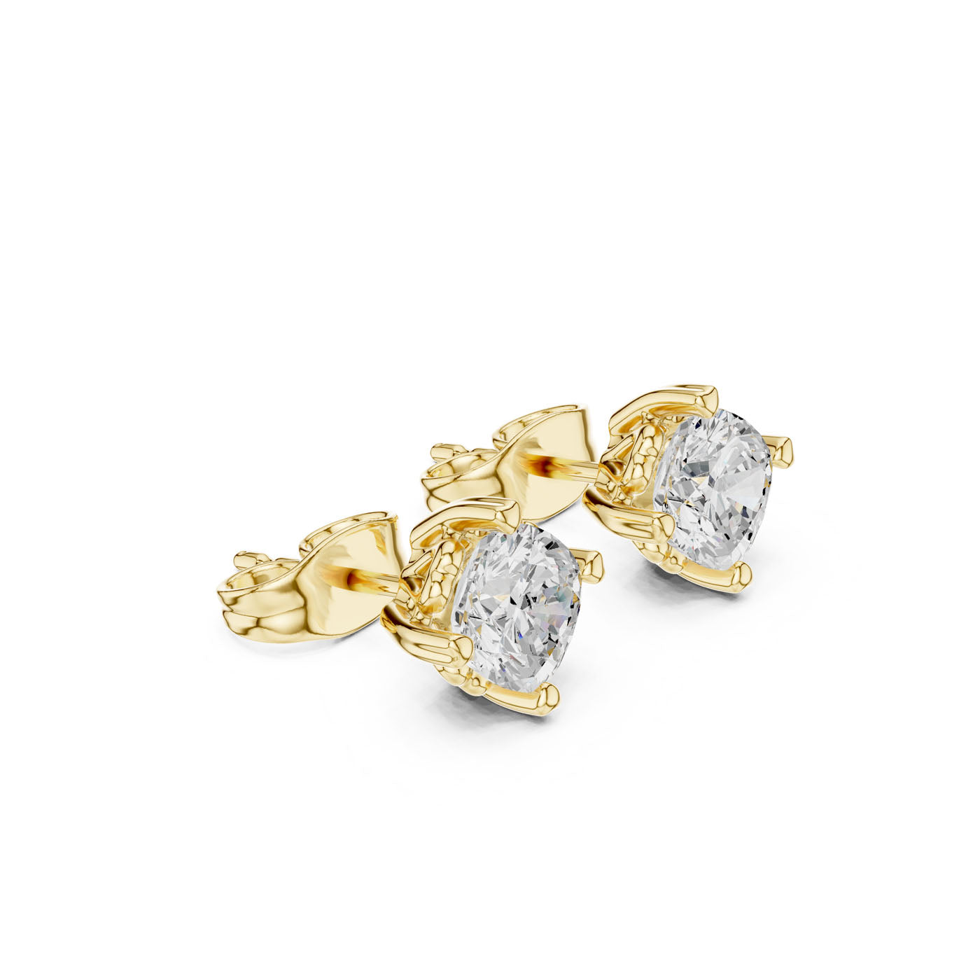 1.00 Ct. Classic Cushion-Cut Diamond Solitaire Stud Earrings with Sculpted Prong Setting (GER-0355)