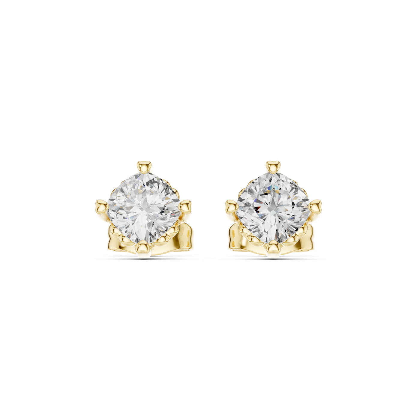 1.00 Ct. Classic Cushion-Cut Diamond Solitaire Stud Earrings with Sculpted Prong Setting (GER-0355)