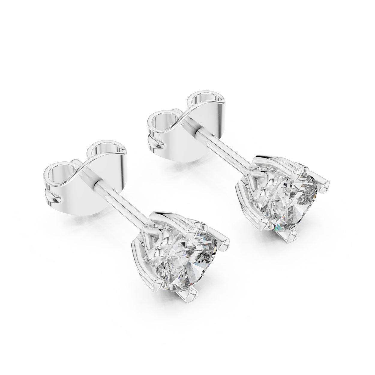 1.00-1.50 Ct. Cushion Cut Diamond Stud Earrings with Heart-Shaped Prong Setting (GER-0357/56) 9