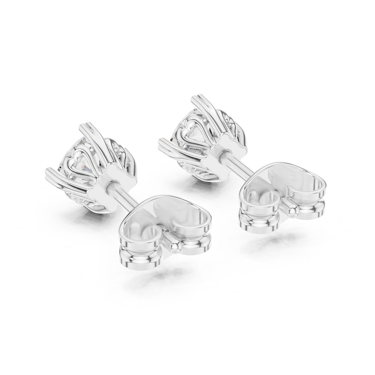 1.00-1.50 Ct. Cushion Cut Diamond Stud Earrings with Heart-Shaped Prong Setting (GER-0357/56) 12