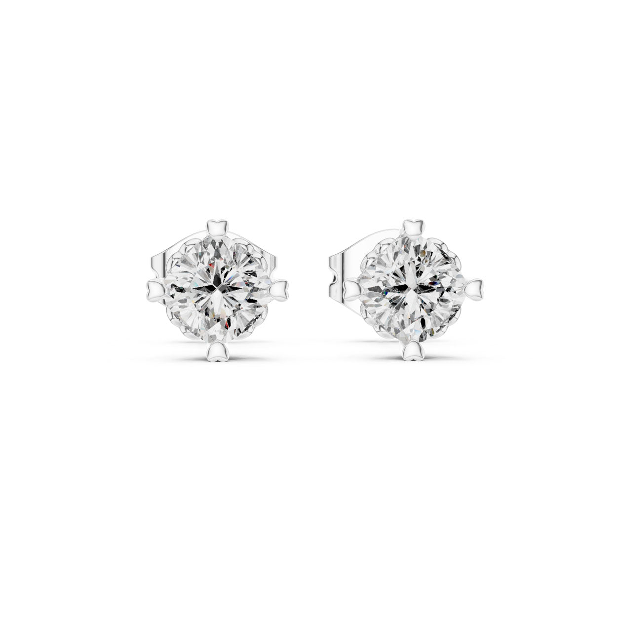 1.00-1.50 Ct. Cushion Cut Diamond Stud Earrings with Heart-Shaped Prong Setting (GER-0357/56) 6