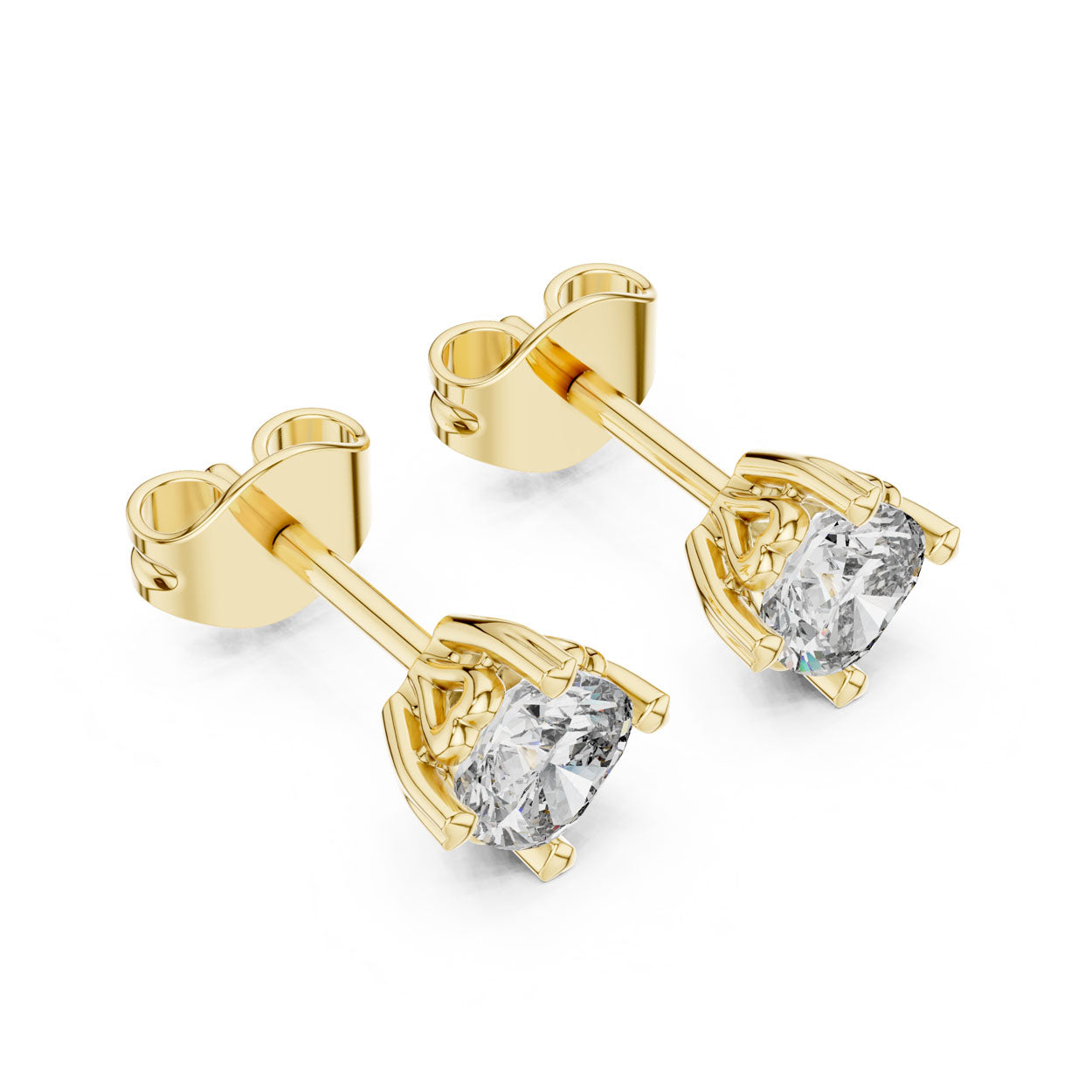 1.00-1.50 Ct. Cushion Cut Diamond Stud Earrings with Heart-Shaped Prong Setting (GER-0357/56)