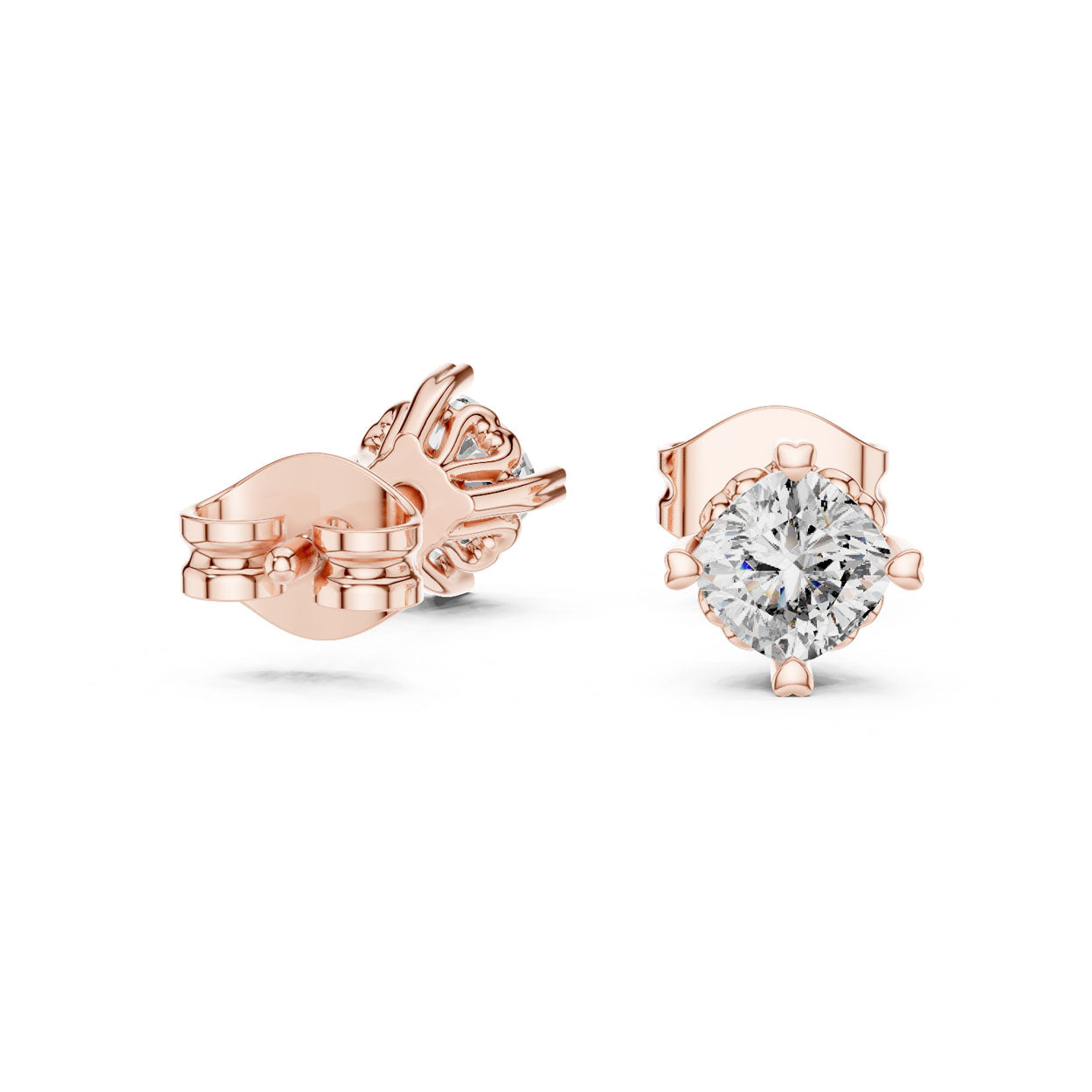 1.00-1.50 Ct. Cushion Cut Diamond Stud Earrings with Heart-Shaped Prong Setting (GER-0357/56) 10