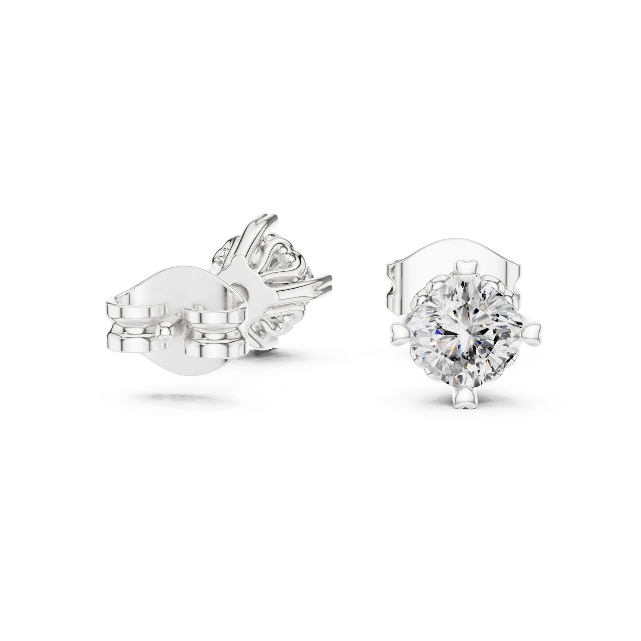 1.00-1.50 Ct. Cushion Cut Diamond Stud Earrings with Heart-Shaped Prong Setting (GER-0357/56) 8