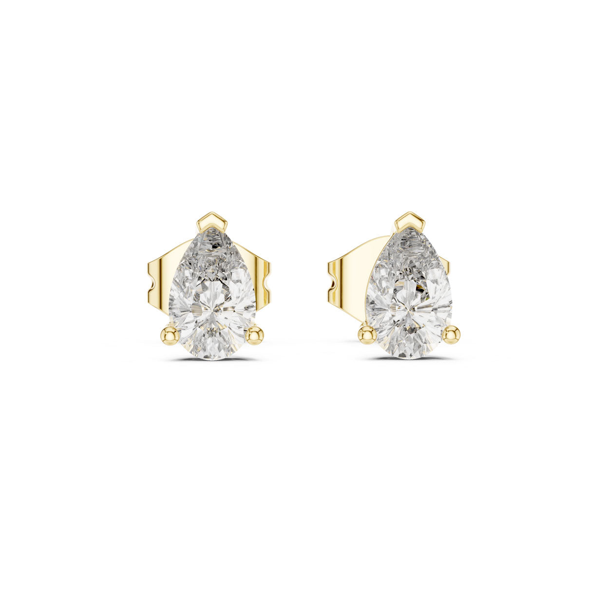 .50-1.00 Ct. Pear Cut Diamond Stud Earrings with Heart-Shaped Prongs (GER-0359\60\61)