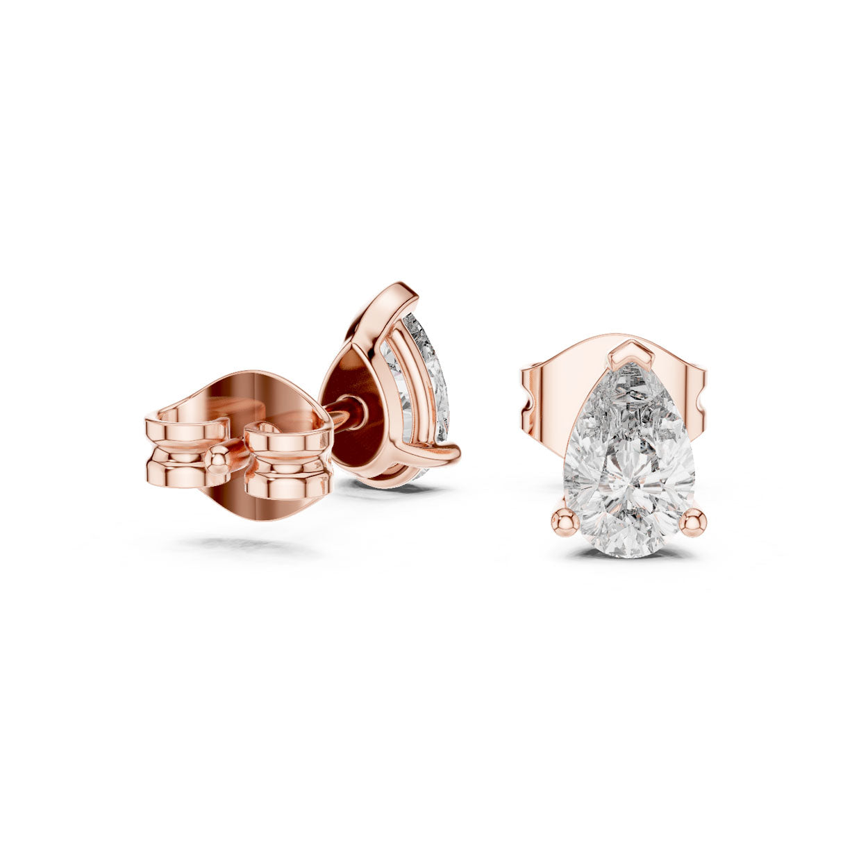 .50-1.00 Ct. Pear Cut Diamond Stud Earrings with Heart-Shaped Prongs (GER-0359\60\61) 10