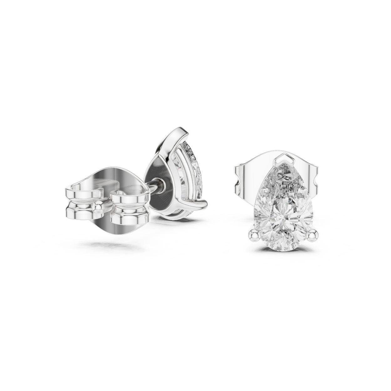 .50-1.00 Ct. Pear Cut Diamond Stud Earrings with Heart-Shaped Prongs (GER-0359\60\61) 9