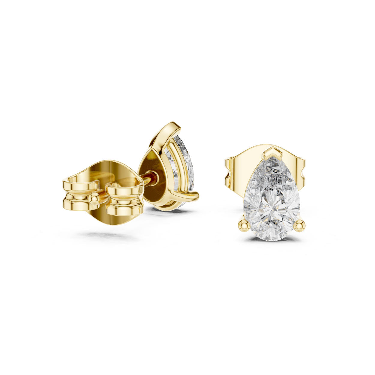 .50-1.00 Ct. Pear Cut Diamond Stud Earrings with Heart-Shaped Prongs (GER-0359\60\61) 3