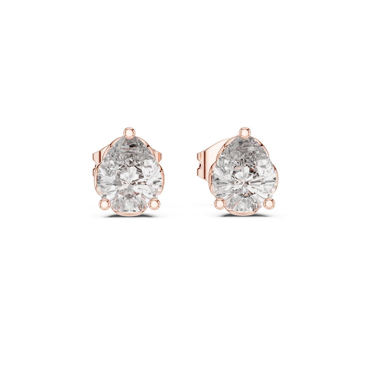 .50-1.00 Ct. Pear Cut Diamond Stud Earrings with Heart-Shaped Prongs (GER-0362\63\64) 7