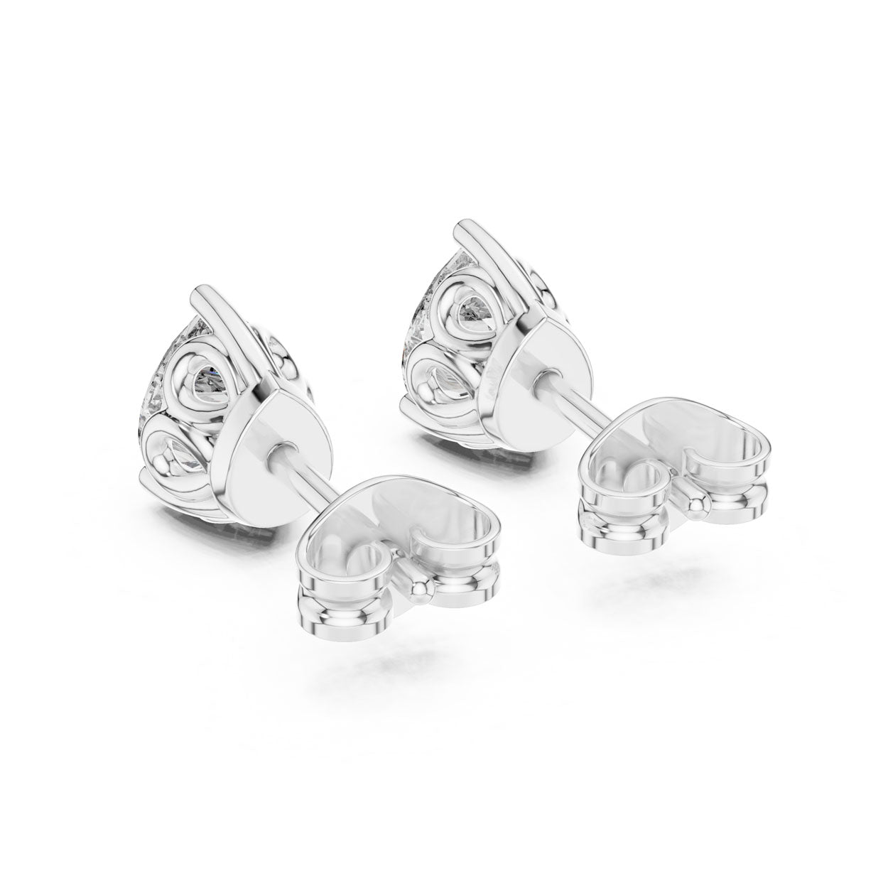 .50-1.00 Ct. Pear Cut Diamond Stud Earrings with Heart-Shaped Prongs (GER-0362\63\64) 9