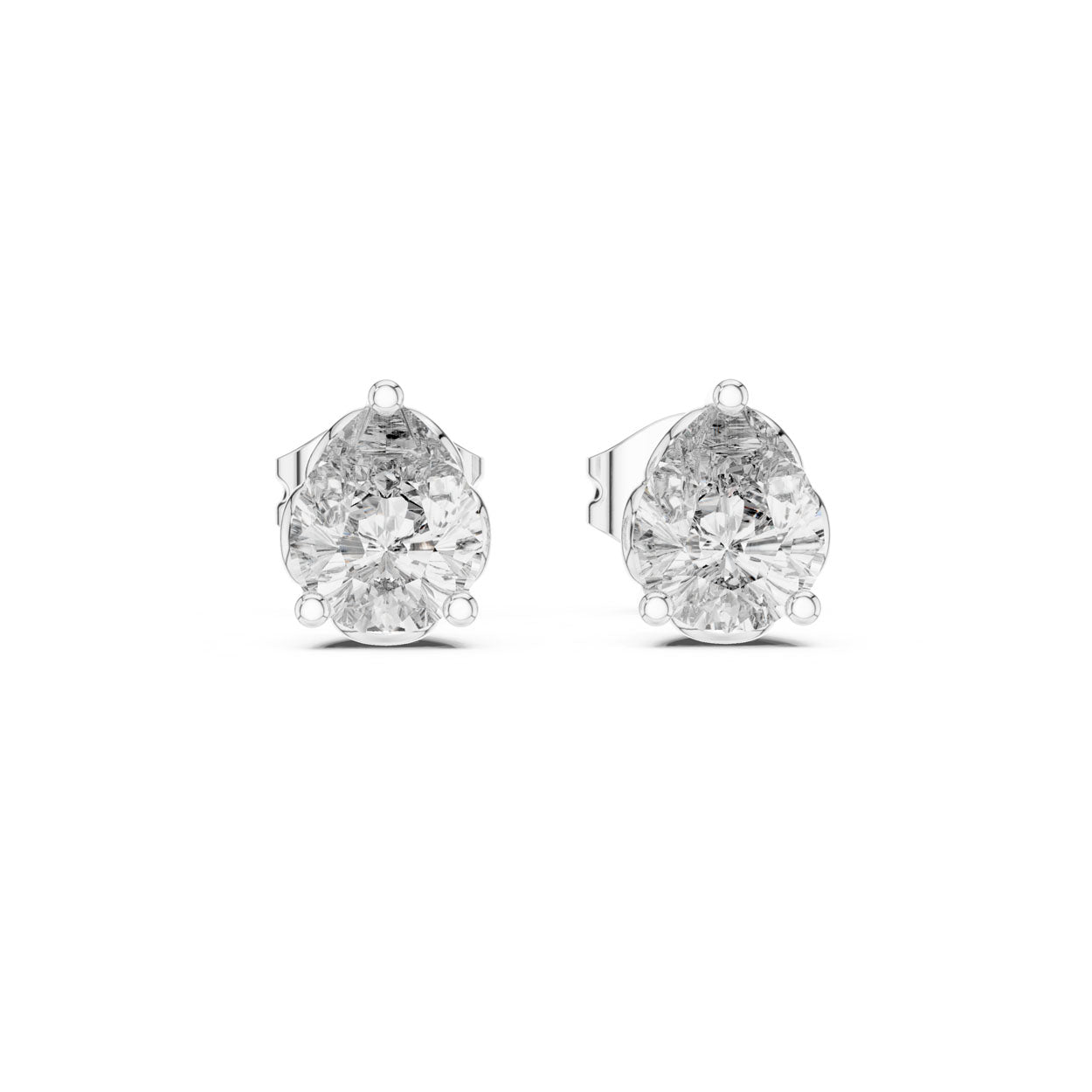 .50-1.00 Ct. Pear Cut Diamond Stud Earrings with Heart-Shaped Prongs (GER-0362\63\64)