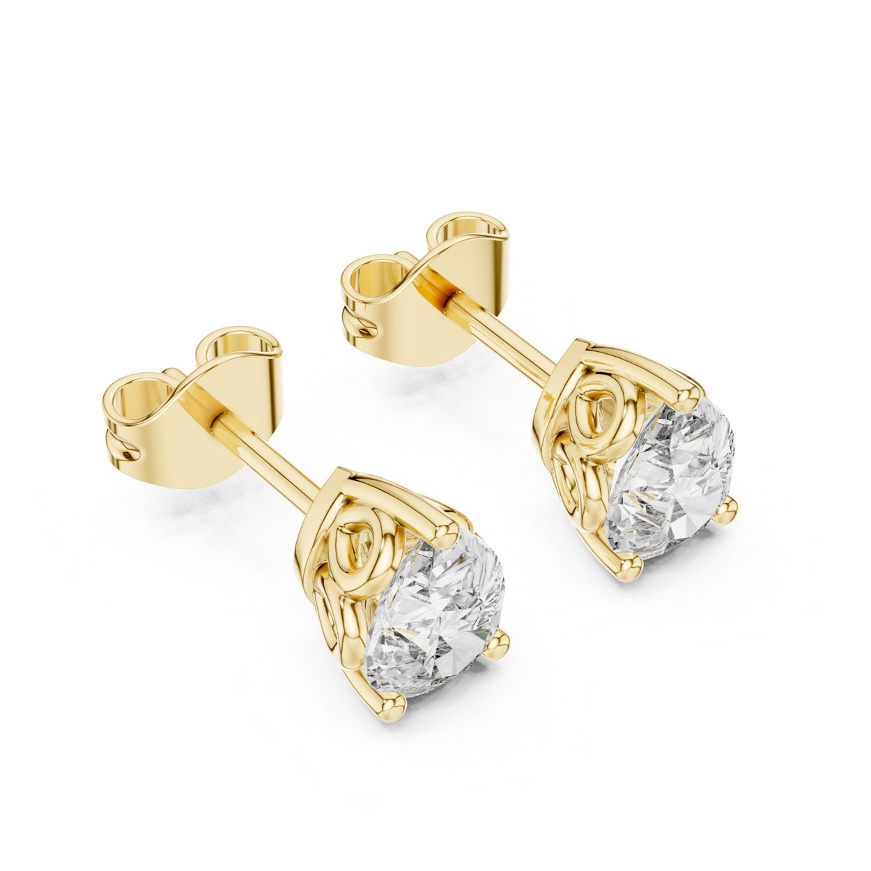 .50-1.00 Ct. Pear Cut Diamond Stud Earrings with Heart-Shaped Prongs (GER-0362\63\64)