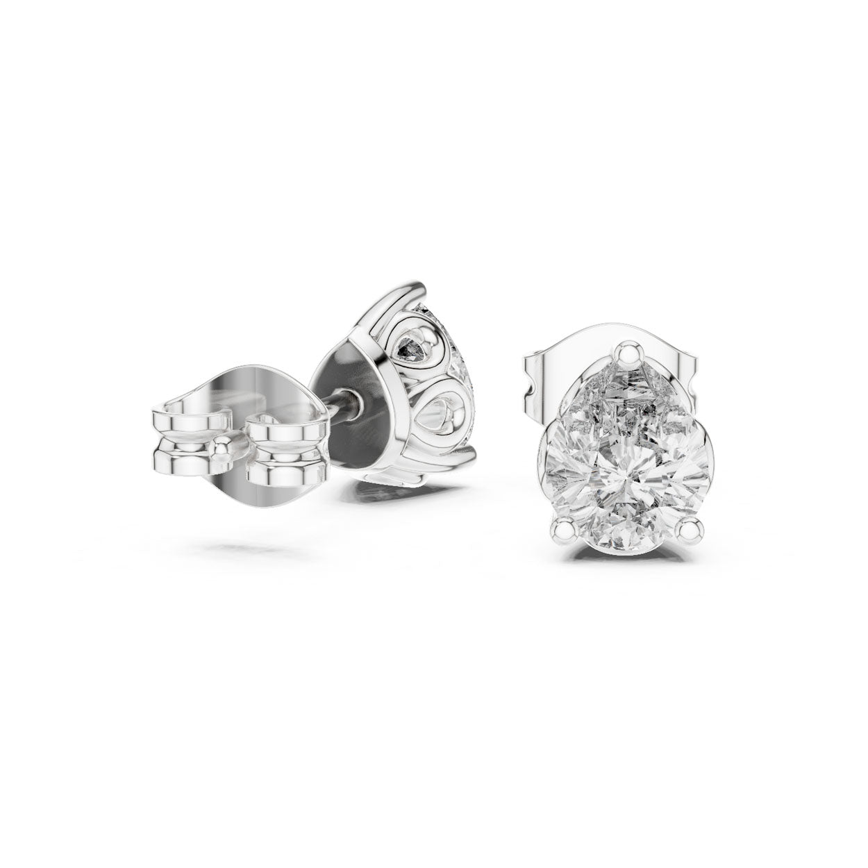 .50-1.00 Ct. Pear Cut Diamond Stud Earrings with Heart-Shaped Prongs (GER-0362\63\64) 11