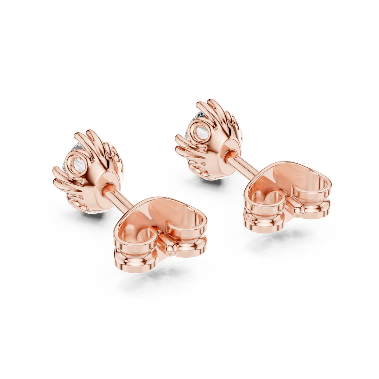 .75 Ct. Oval Diamond Stud Earrings with Open Petal Design (GER-0365) 10