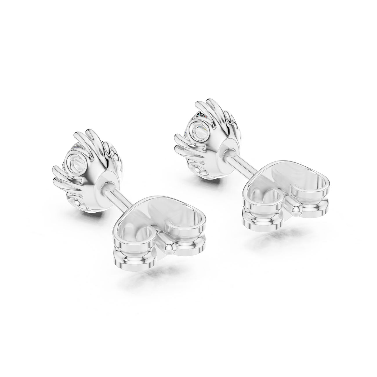 .75 Ct. Oval Diamond Stud Earrings with Open Petal Design (GER-0365) 9