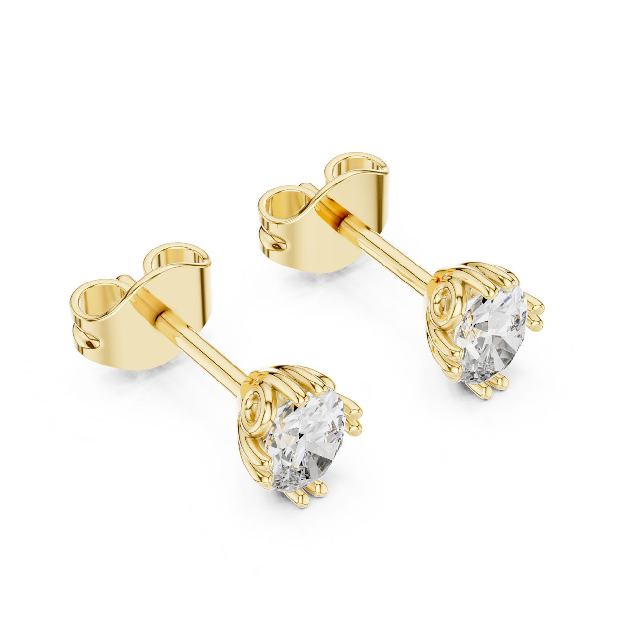 .75 Ct. Oval Diamond Stud Earrings with Open Petal Design (GER-0365)