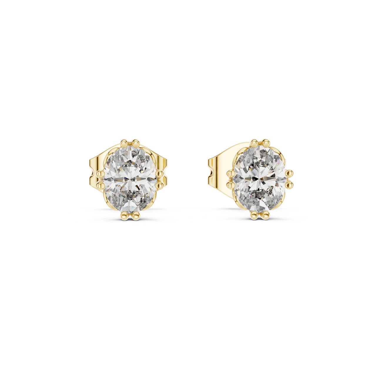 .75 Ct. Oval Diamond Stud Earrings with Open Petal Design (GER-0365) 4