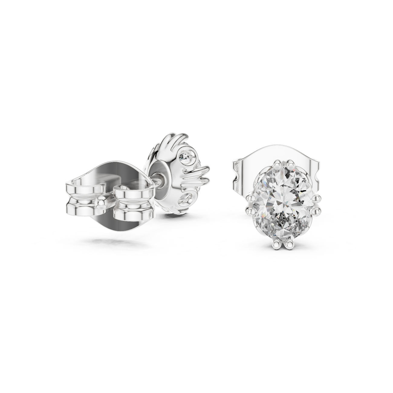 .75 Ct. Oval Diamond Stud Earrings with Open Petal Design (GER-0365) 11