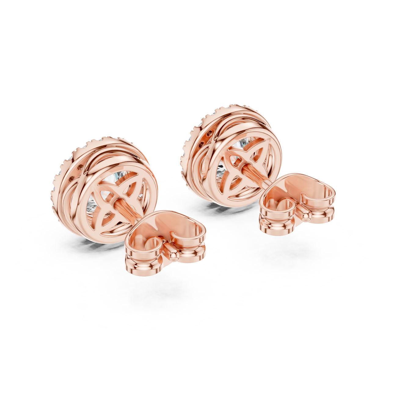 1.19 Ct. Round Diamond Halo Earrings with Bezel Setting (GER-0366) 10