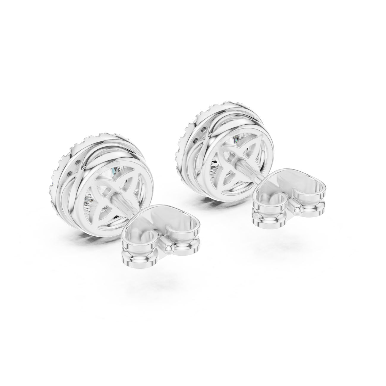 1.19 Ct. Round Diamond Halo Earrings with Bezel Setting (GER-0366) 9