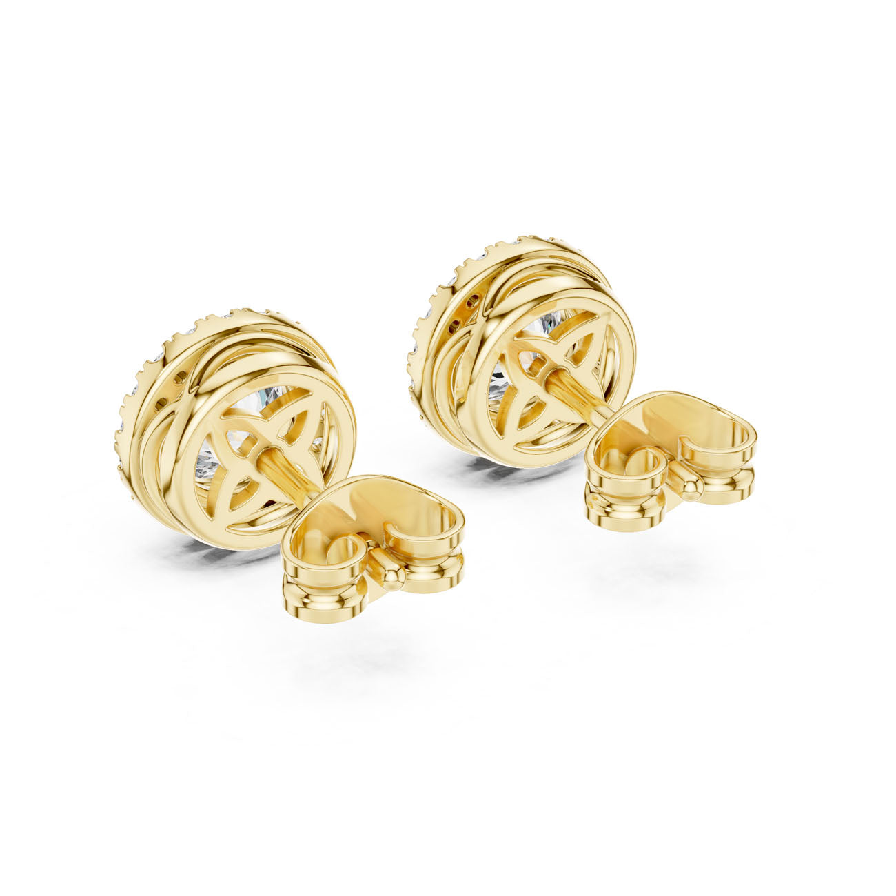 1.19 Ct. Round Diamond Halo Earrings with Bezel Setting (GER-0366) 4