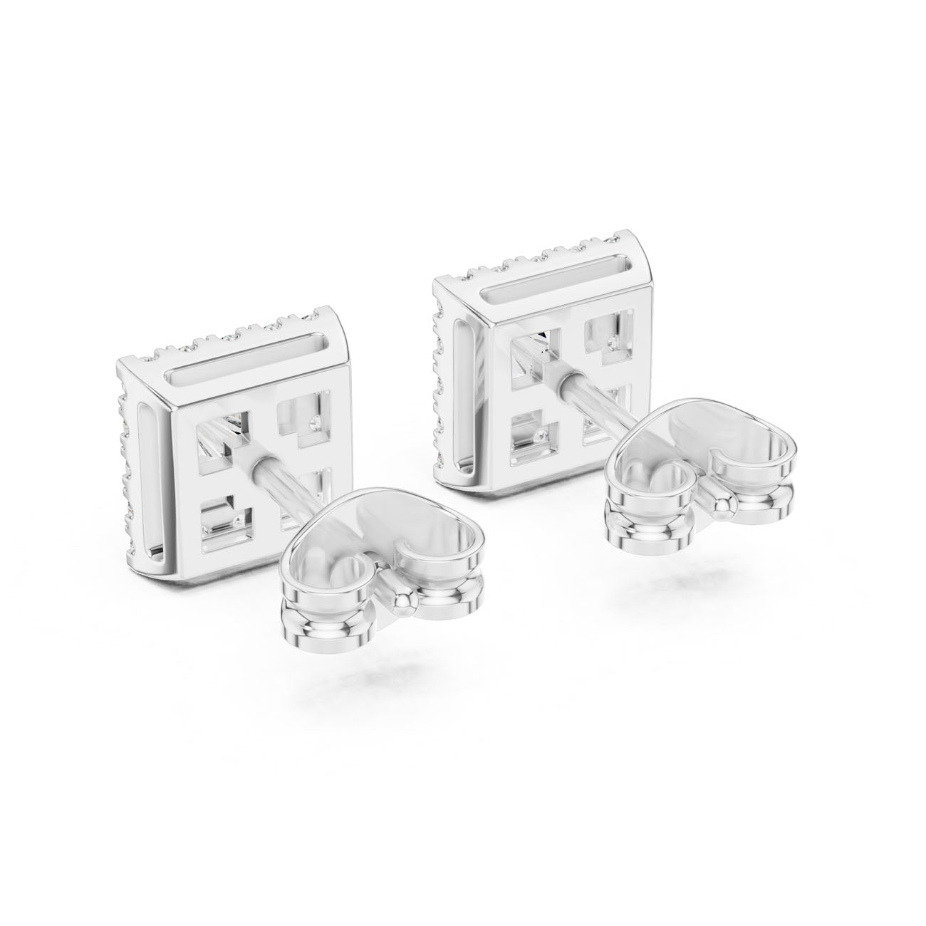 1.29 Ct. Princess Cut Diamond Halo Earrings with Square Frame (GER-0367) 11