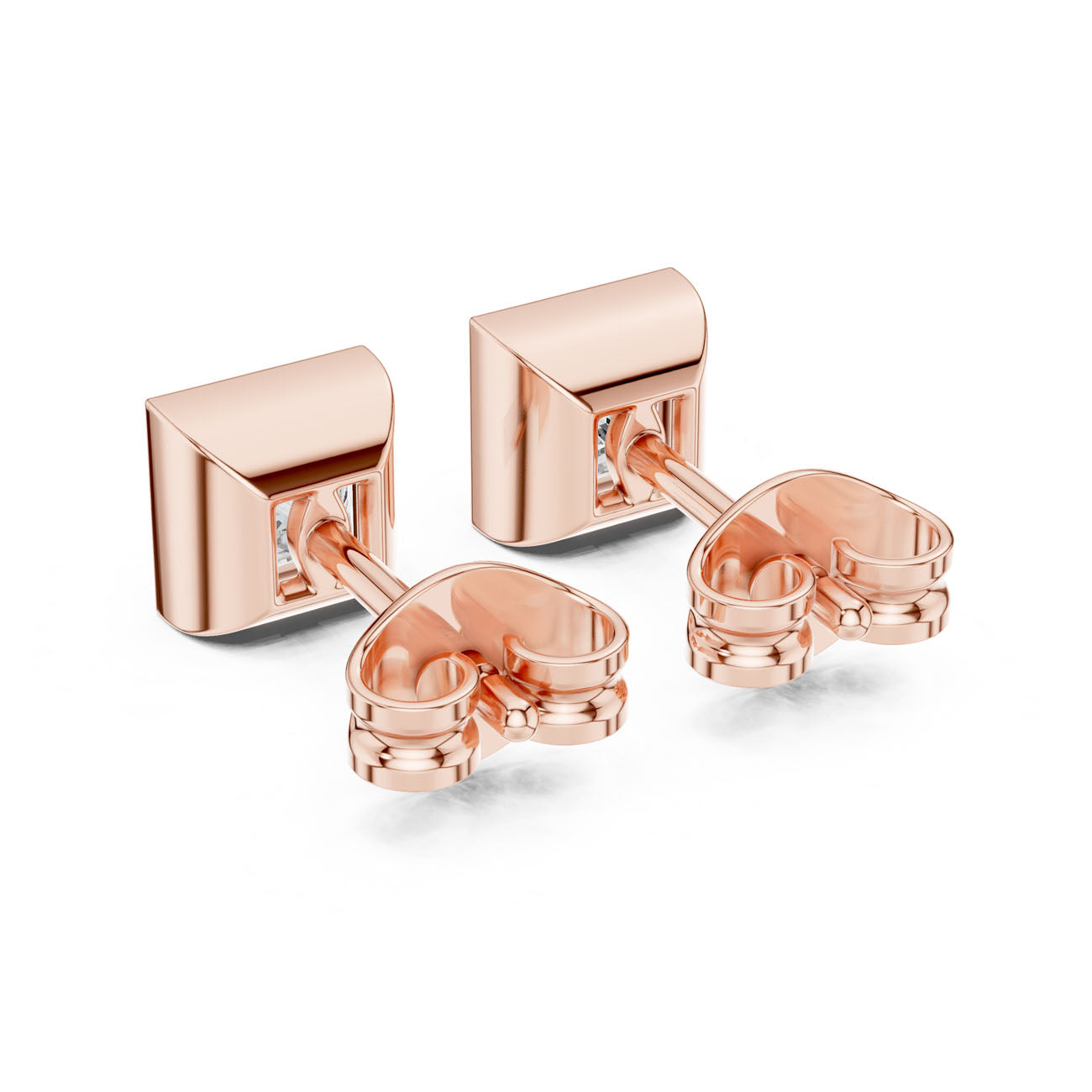 .88 Ct. Princess-Cut Bezel-Set Diamond Stud Earrings (GER-0368) 9