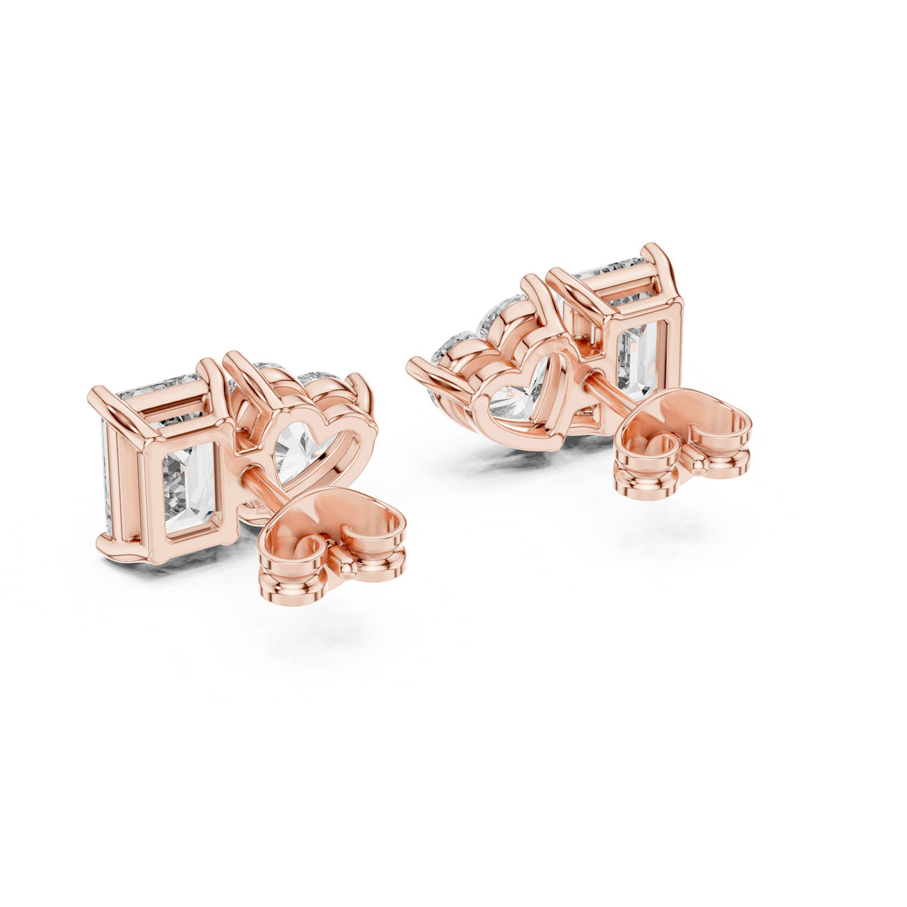 4.00 Ct. Emerald Cut and Heart Diamond Toi et Moi Earrings (GER-0369) 9