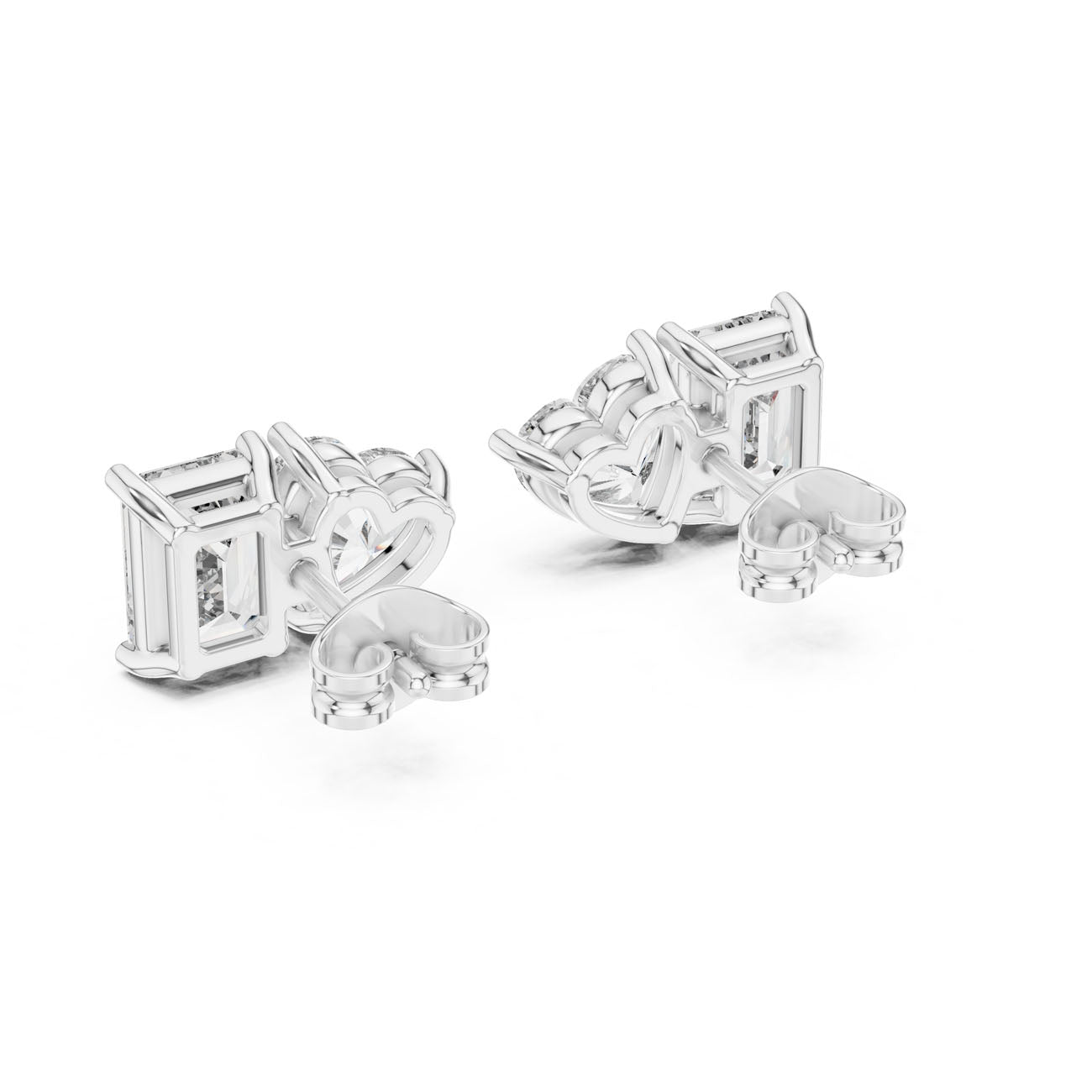 4.00 Ct. Emerald Cut and Heart Diamond Toi et Moi Earrings (GER-0369) 10