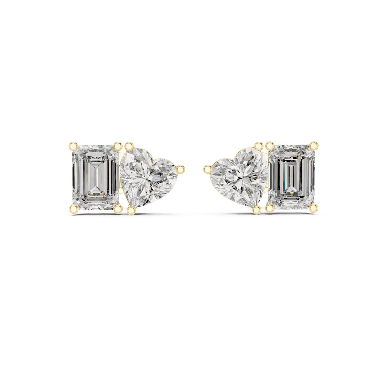 4.00 Ct. Emerald Cut and Heart Diamond Toi et Moi Earrings (GER-0369) 5