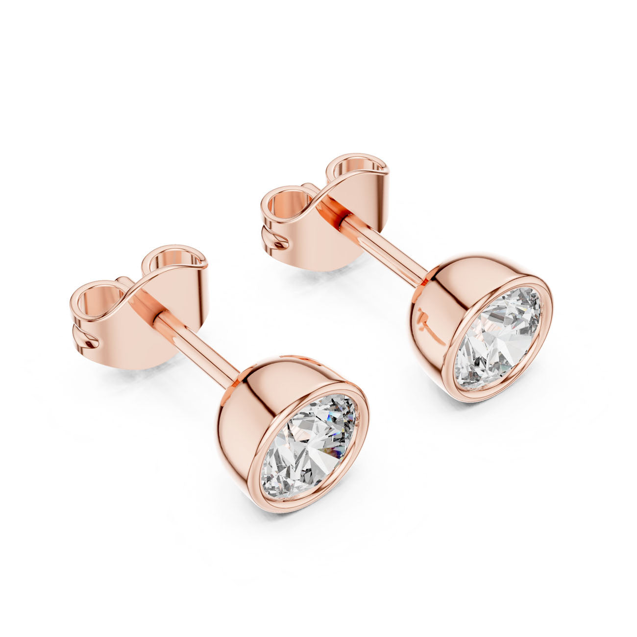 1.00 Ct. Round Bezel-Set Diamond Stud Earrings (GER-0370) 8