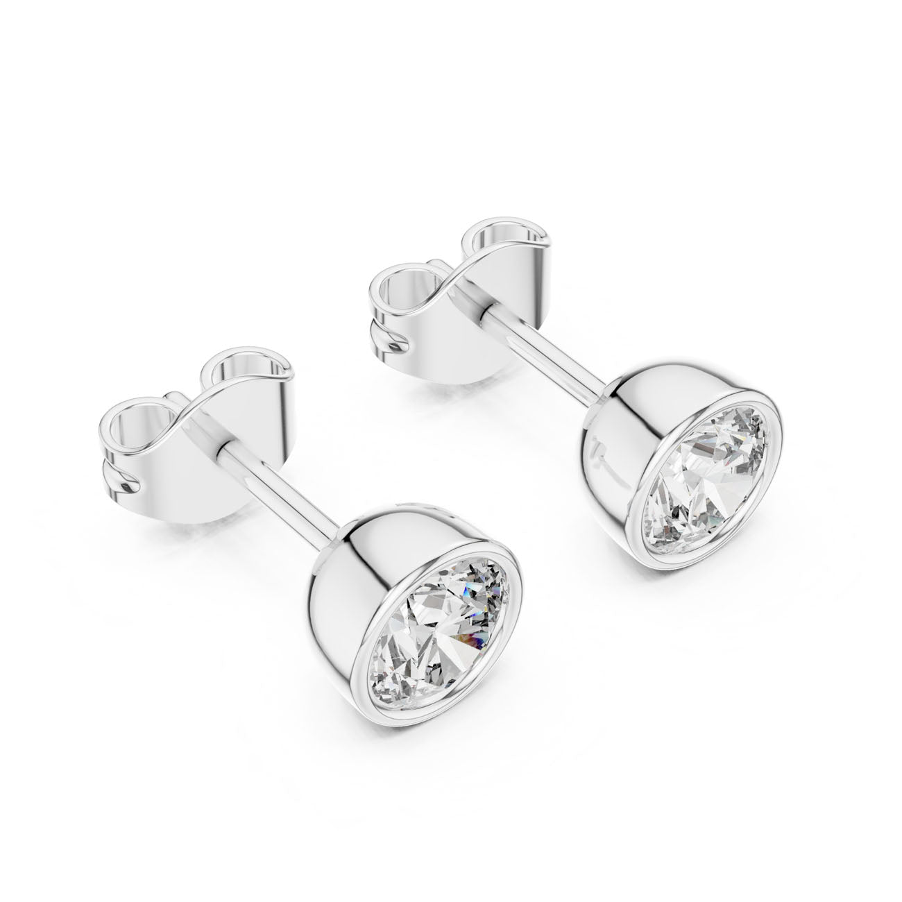 1.00 Ct. Round Bezel-Set Diamond Stud Earrings (GER-0370) 6