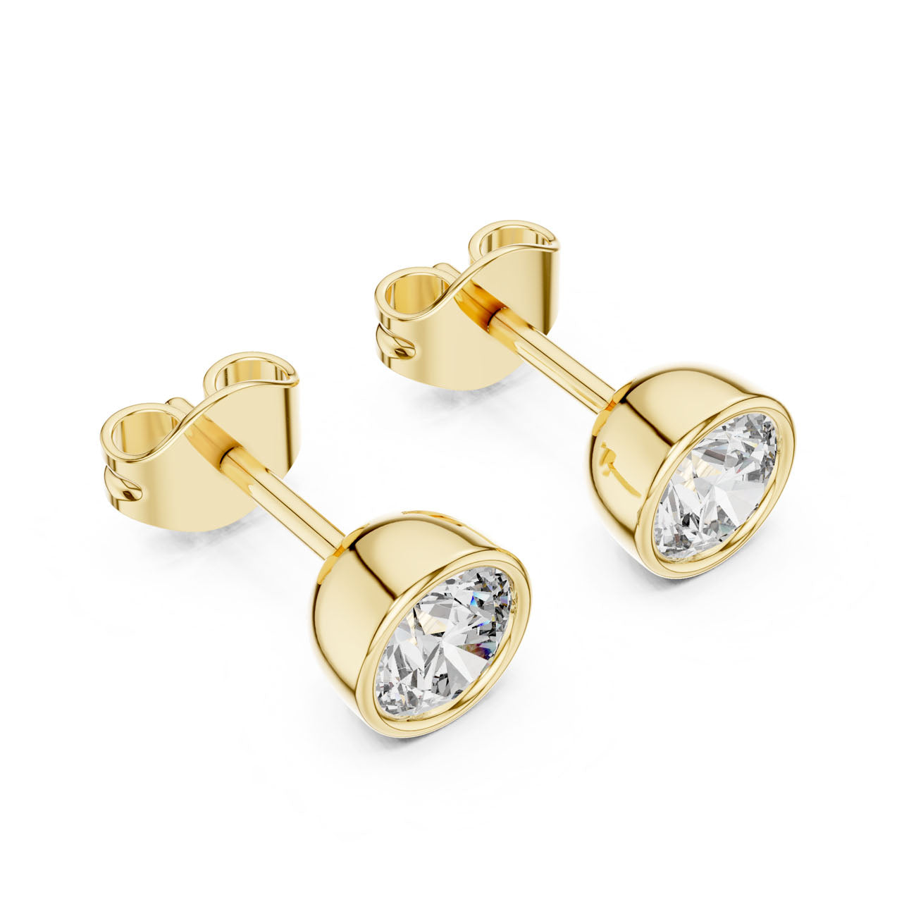 1.00 Ct. Round Bezel-Set Diamond Stud Earrings (GER-0370)
