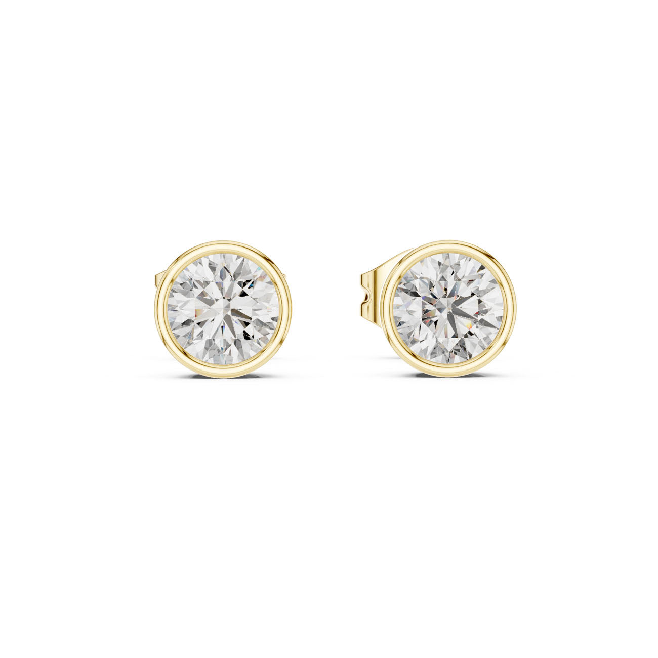 1.00 Ct. Round Bezel-Set Diamond Stud Earrings (GER-0370)