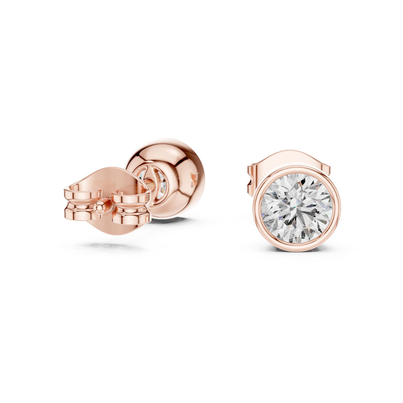 1.00 Ct. Round Bezel-Set Diamond Stud Earrings (GER-0370) 11