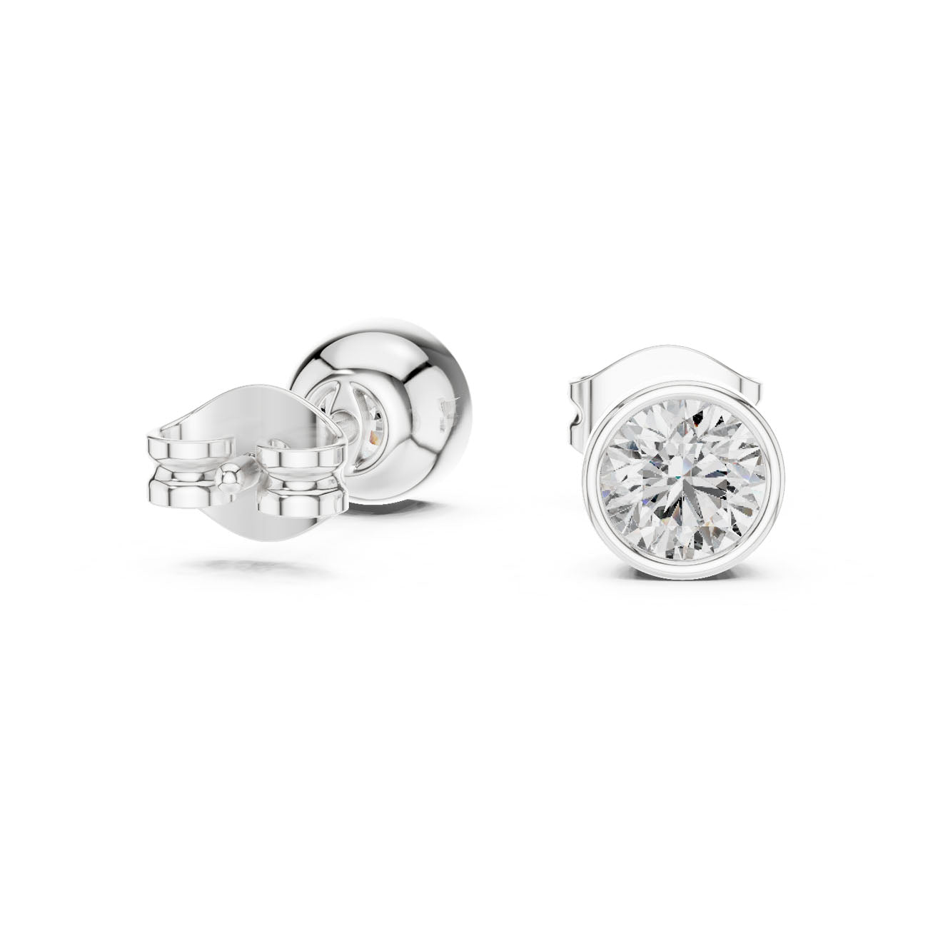 1.00 Ct. Round Bezel-Set Diamond Stud Earrings (GER-0370) 9