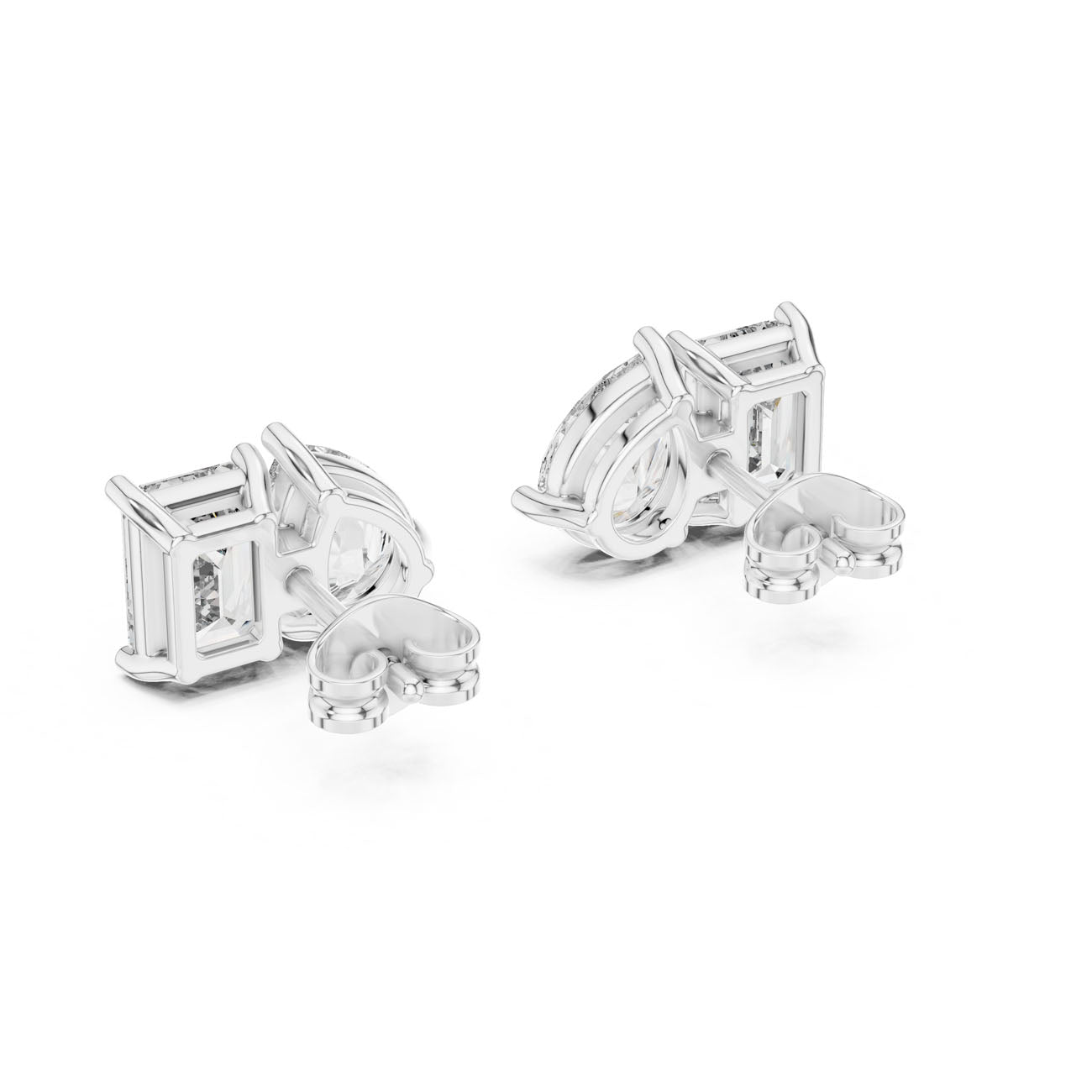 4.00 Ct. Emerald Cut and Pear Shape Diamond Toi et Moi Earrings (GER-0371) 9