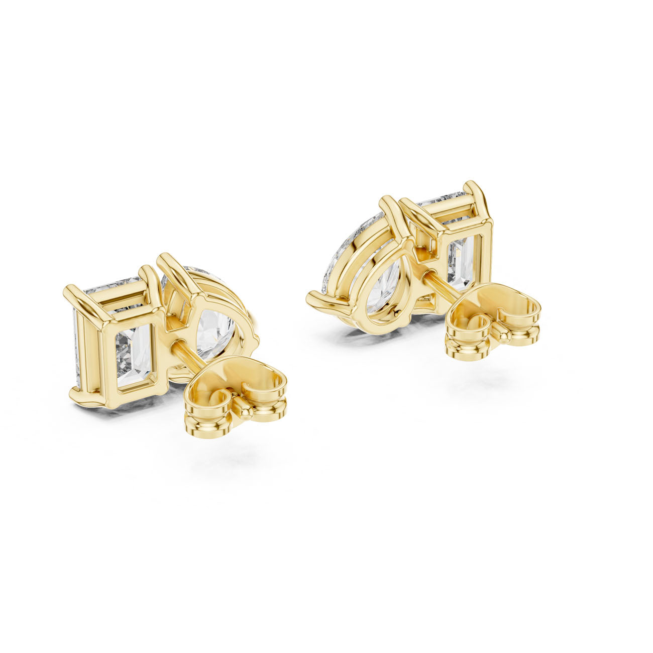 4.00 Ct. Emerald Cut and Pear Shape Diamond Toi et Moi Earrings (GER-0371) 4