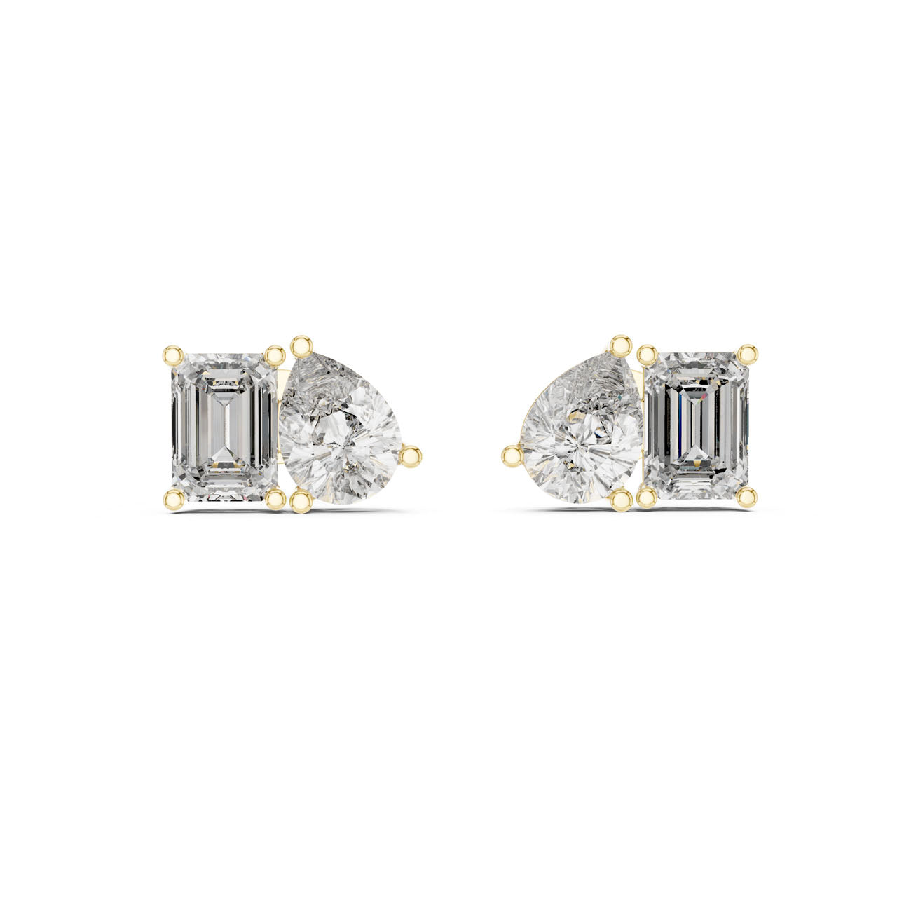 4.00 Ct. Emerald Cut and Pear Shape Diamond Toi et Moi Earrings (GER-0371) 5
