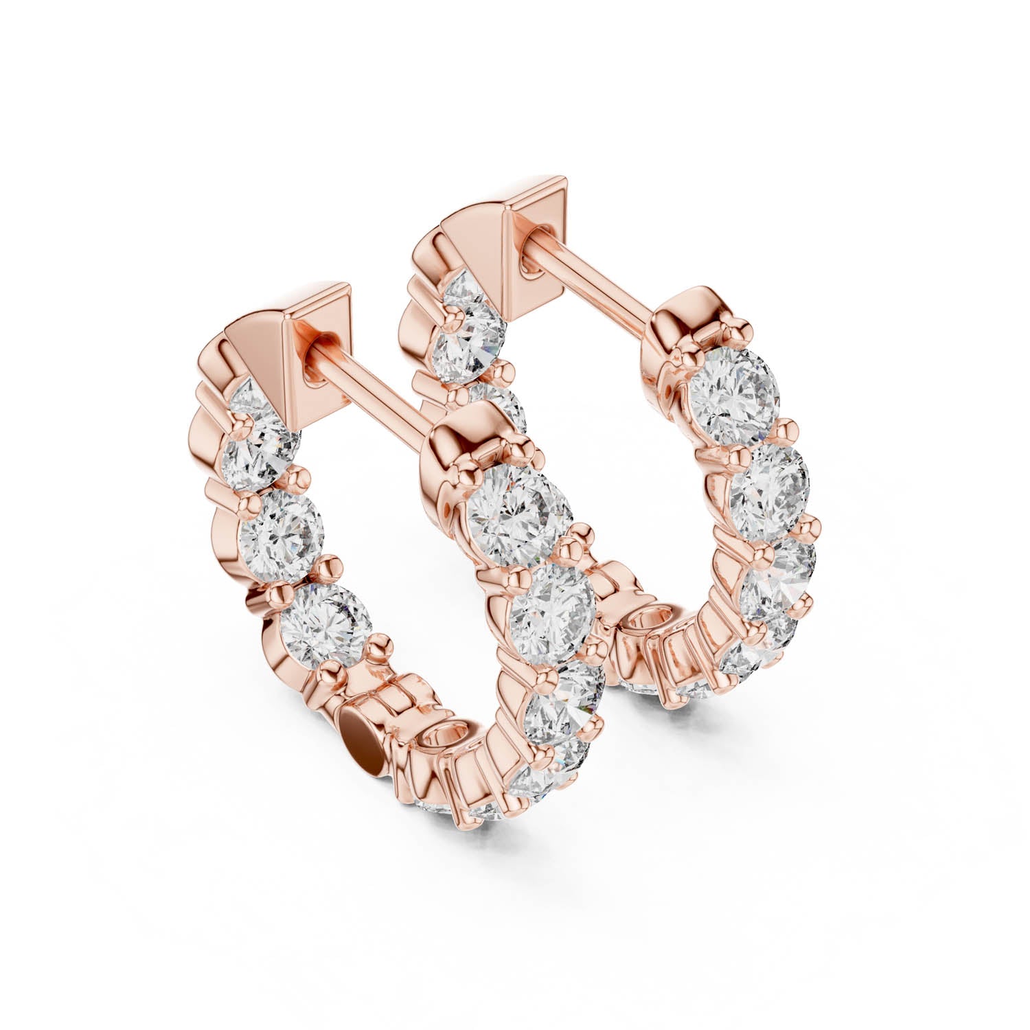 1.60 Ct. Diamond Hoop Earrings with Multi-Stone Prong Setting (GER-0372) 6
