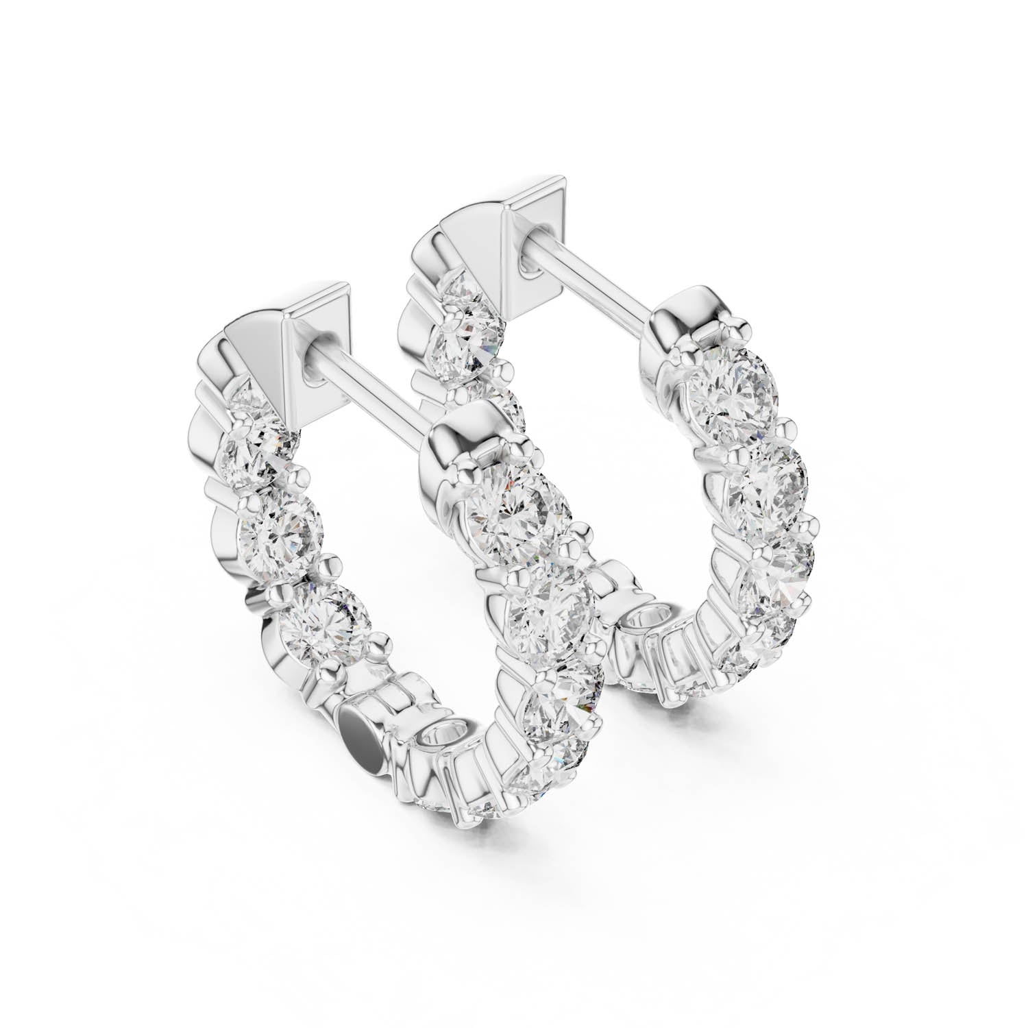 1.60 Ct. Diamond Hoop Earrings with Multi-Stone Prong Setting (GER-0372) 9