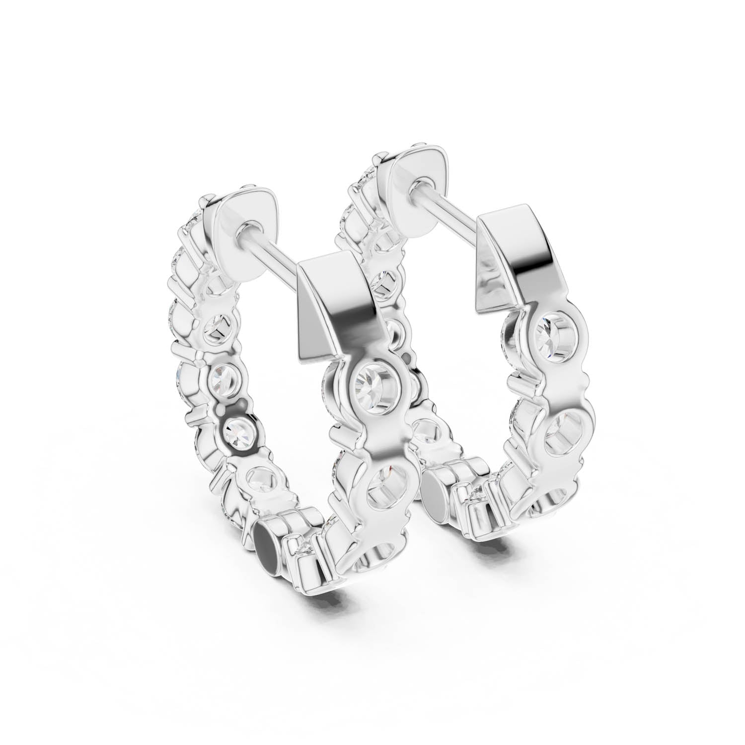 1.60 Ct. Diamond Hoop Earrings with Multi-Stone Prong Setting (GER-0372)