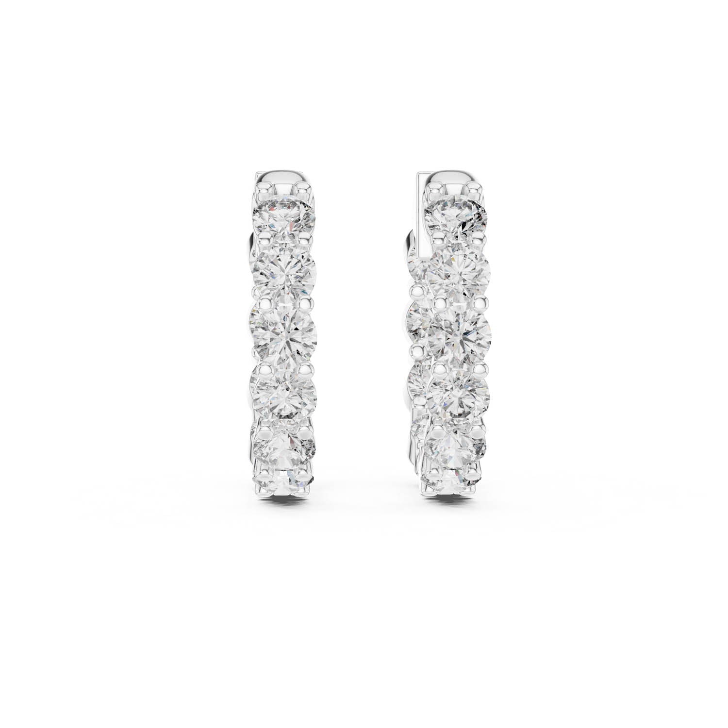 1.60 Ct. Diamond Hoop Earrings with Multi-Stone Prong Setting (GER-0372)