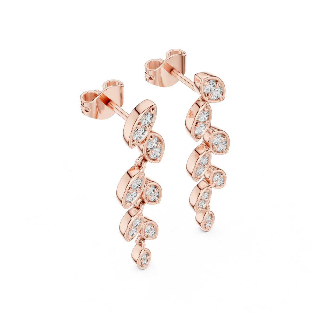 .45 Ct. Round Diamond Leaf Drop Earrings with Marquise Bezel Accents (GER-0375) 8