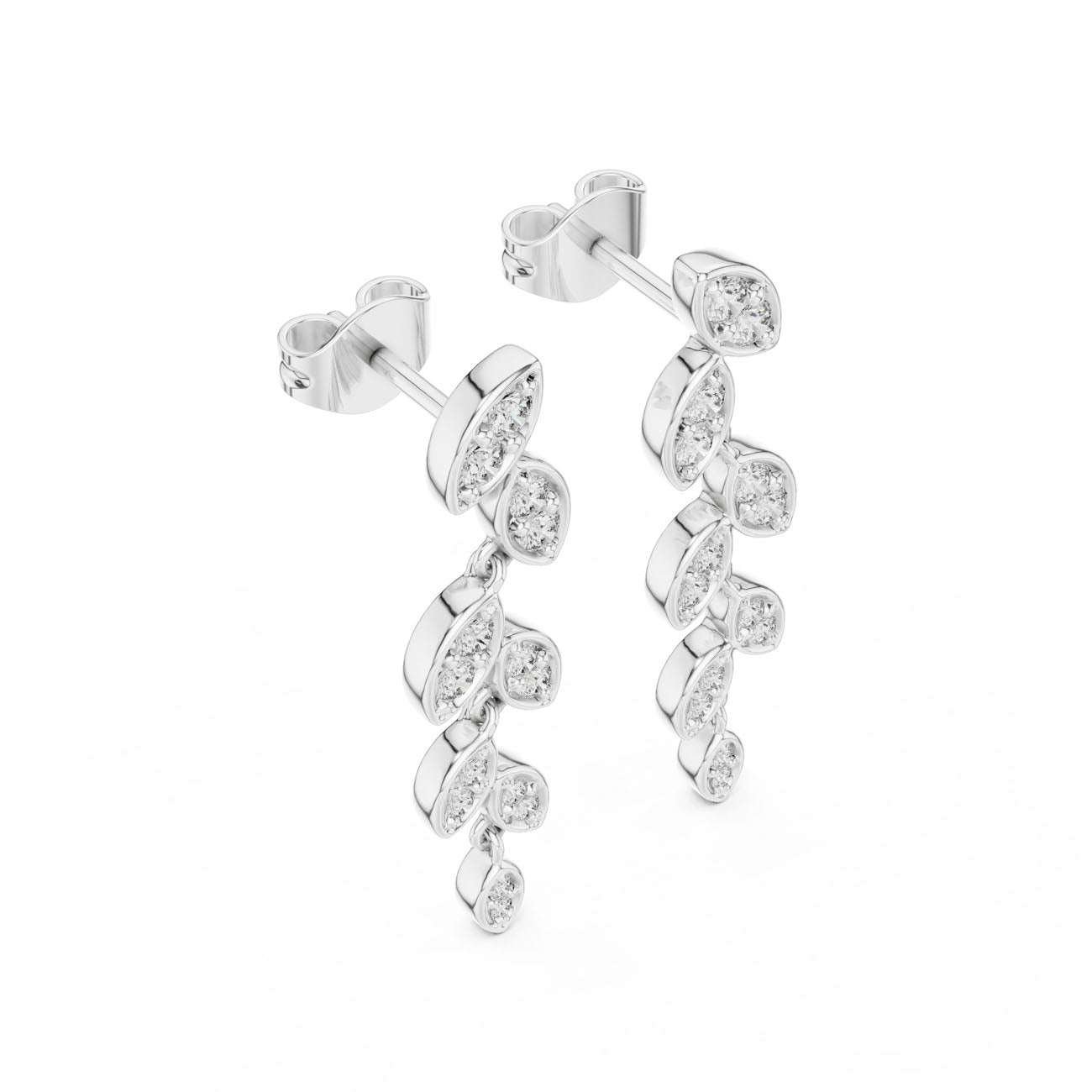 .45 Ct. Round Diamond Leaf Drop Earrings with Marquise Bezel Accents (GER-0375) 6