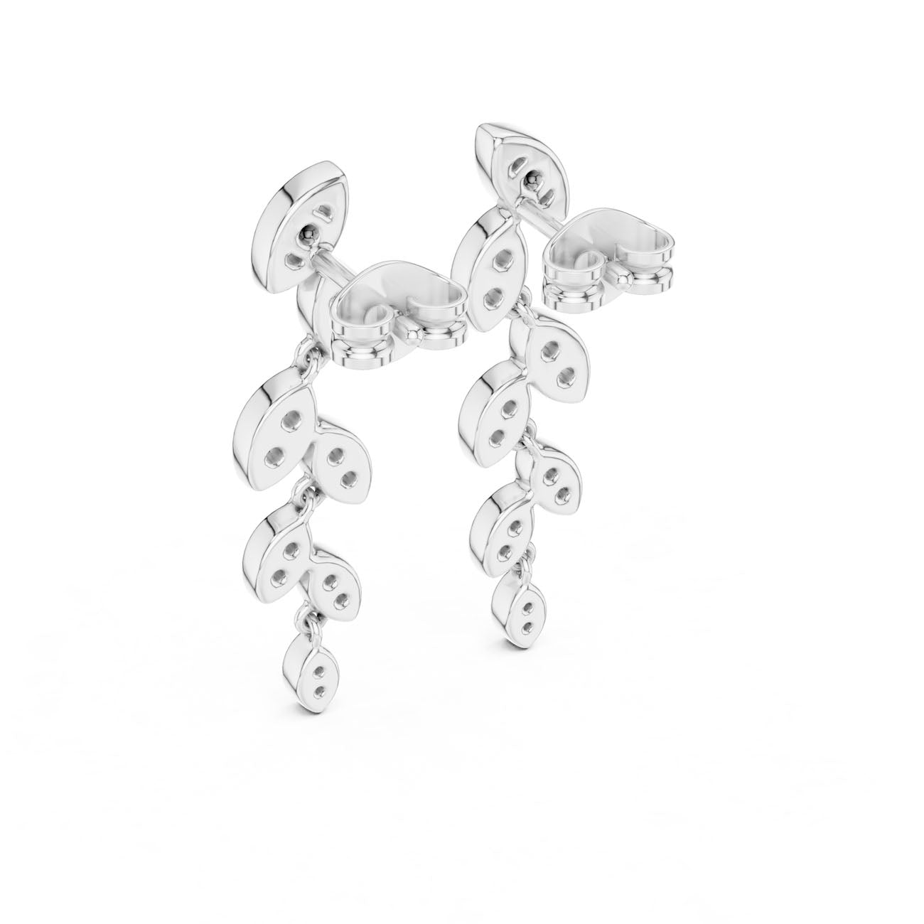 .45 Ct. Round Diamond Leaf Drop Earrings with Marquise Bezel Accents (GER-0375) 9