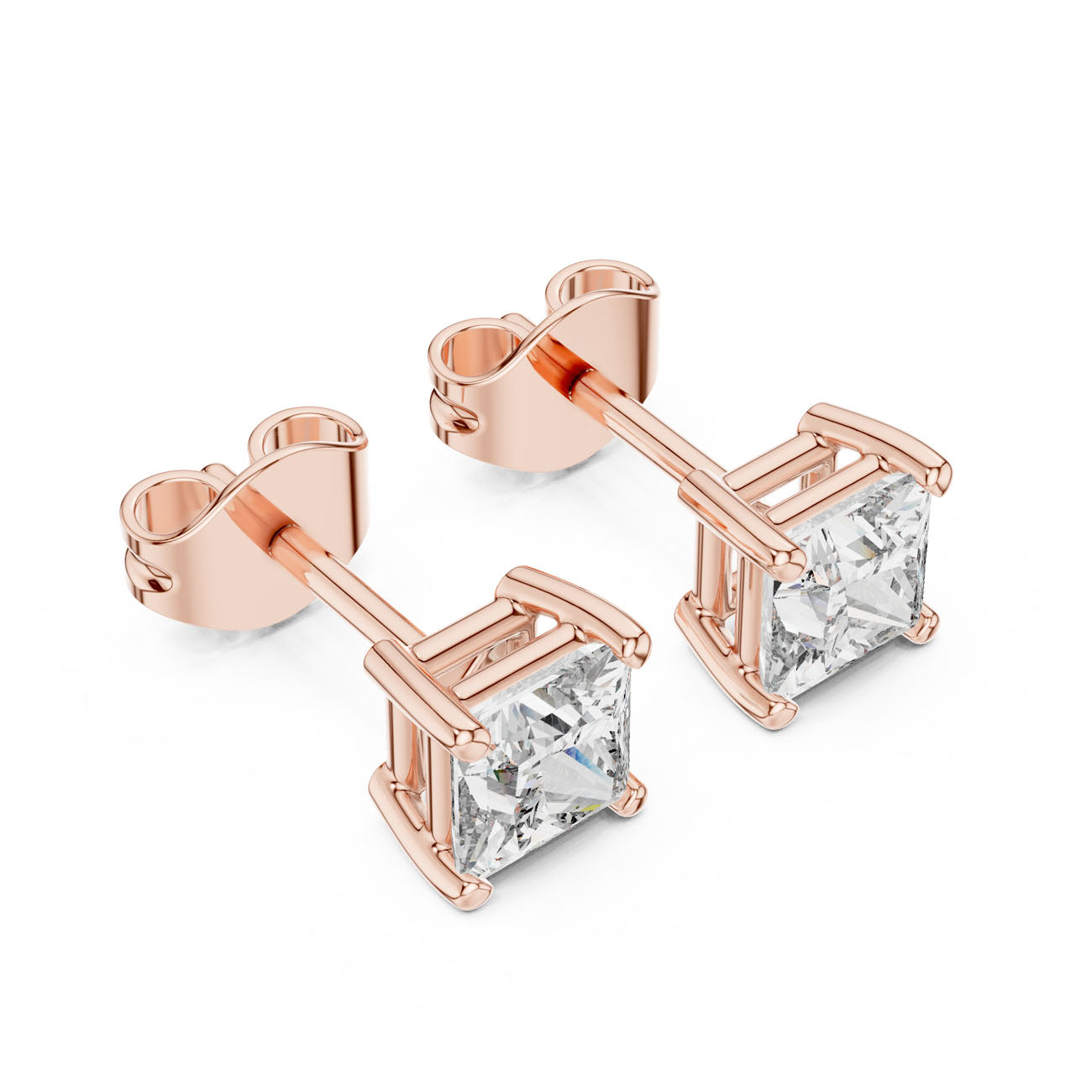 1.00 Ct. Classic Princess-Cut Diamond Stud Earrings (GER-0380) 6