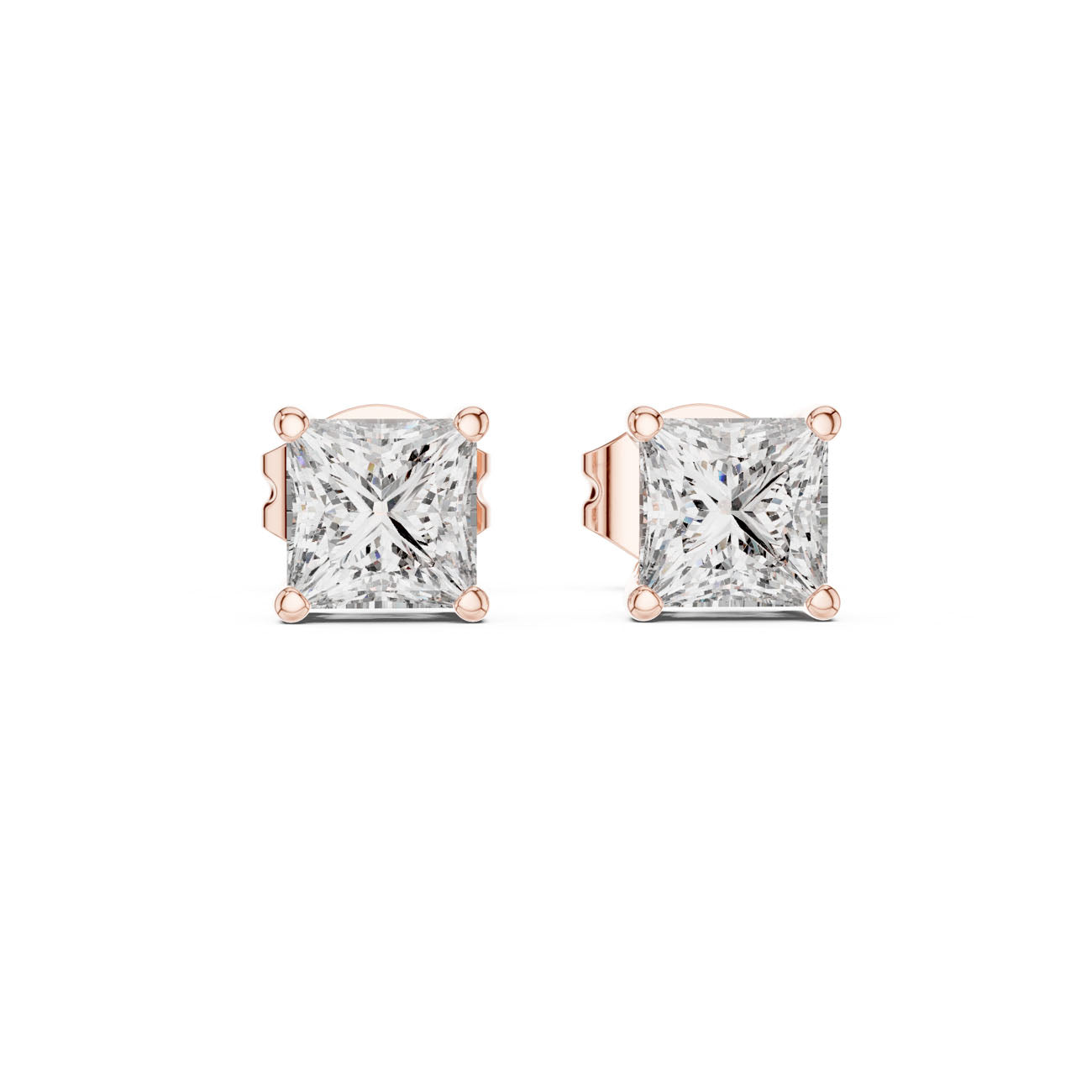 1.00 Ct. Classic Princess-Cut Diamond Stud Earrings (GER-0380) 5