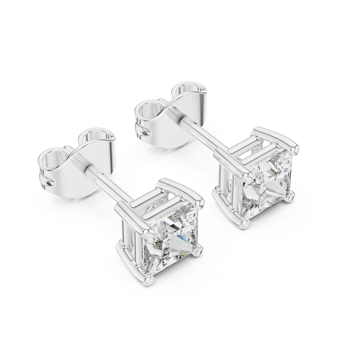 1.00 Ct. Classic Princess-Cut Diamond Stud Earrings (GER-0380) 10