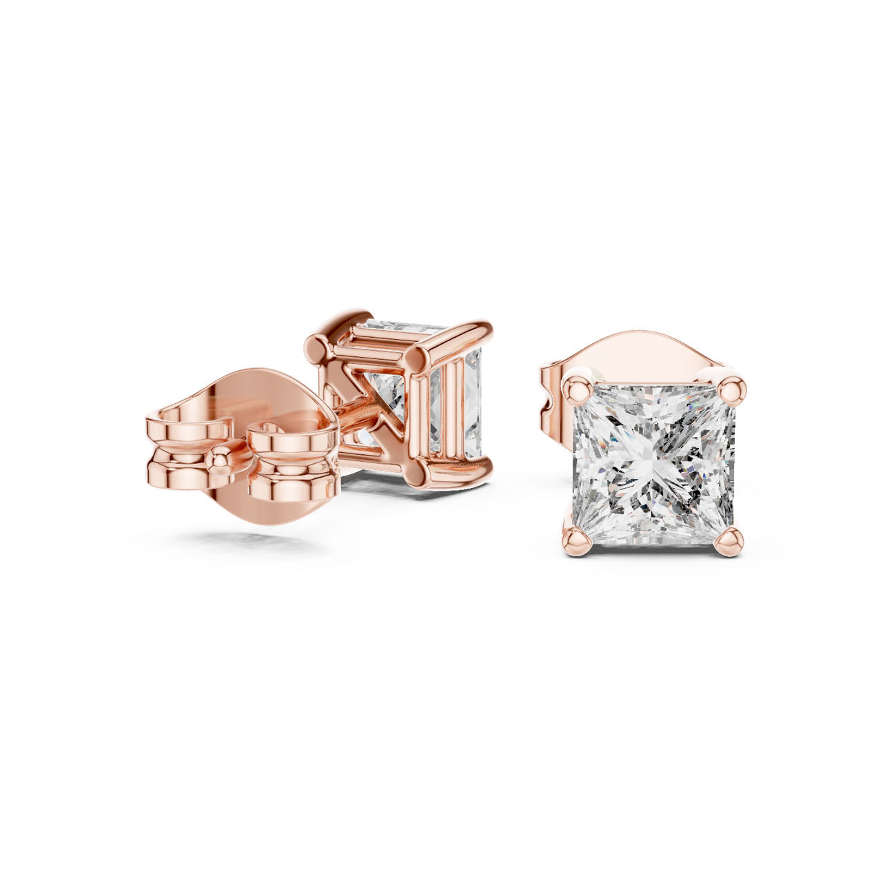 1.00 Ct. Classic Princess-Cut Diamond Stud Earrings (GER-0380) 9